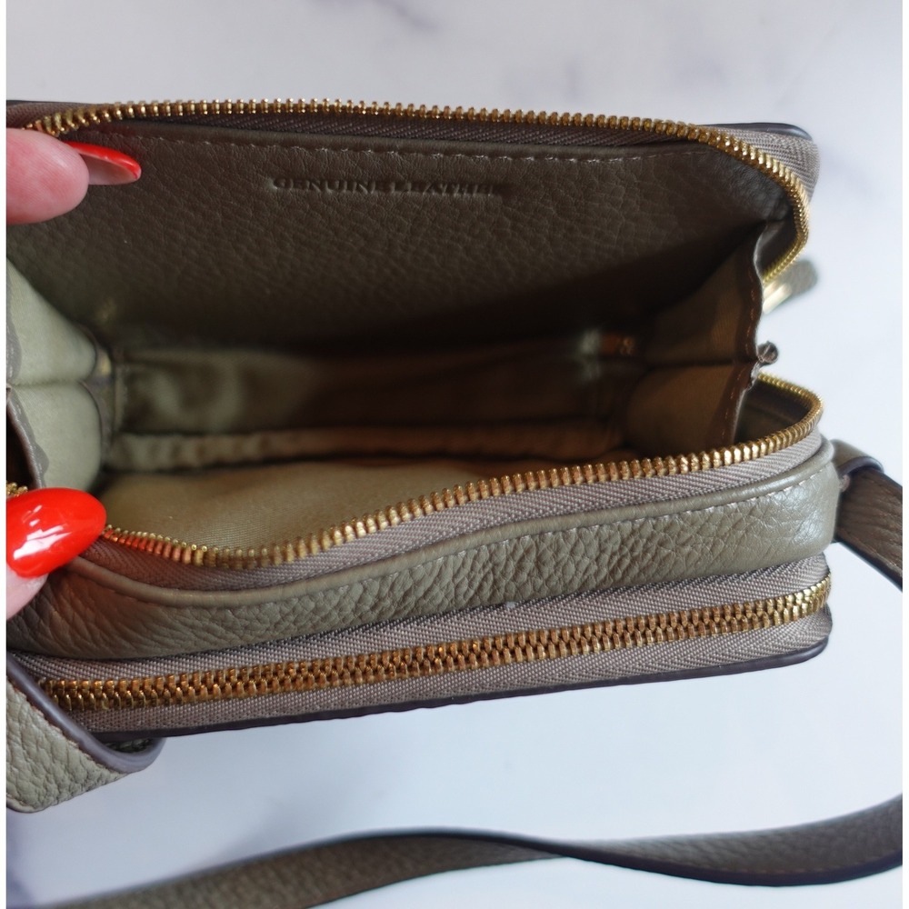 G.I.L.I. Genuine Leather Crocodile Embossed Crossbody Wallet Micro Mini Bag Gray - Picture 4 of 13